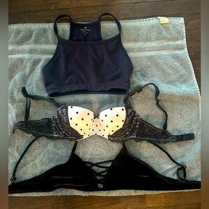 Athleta NAVY Victorias Secret Blk/White Bra and Cali for Mia LOT of 3